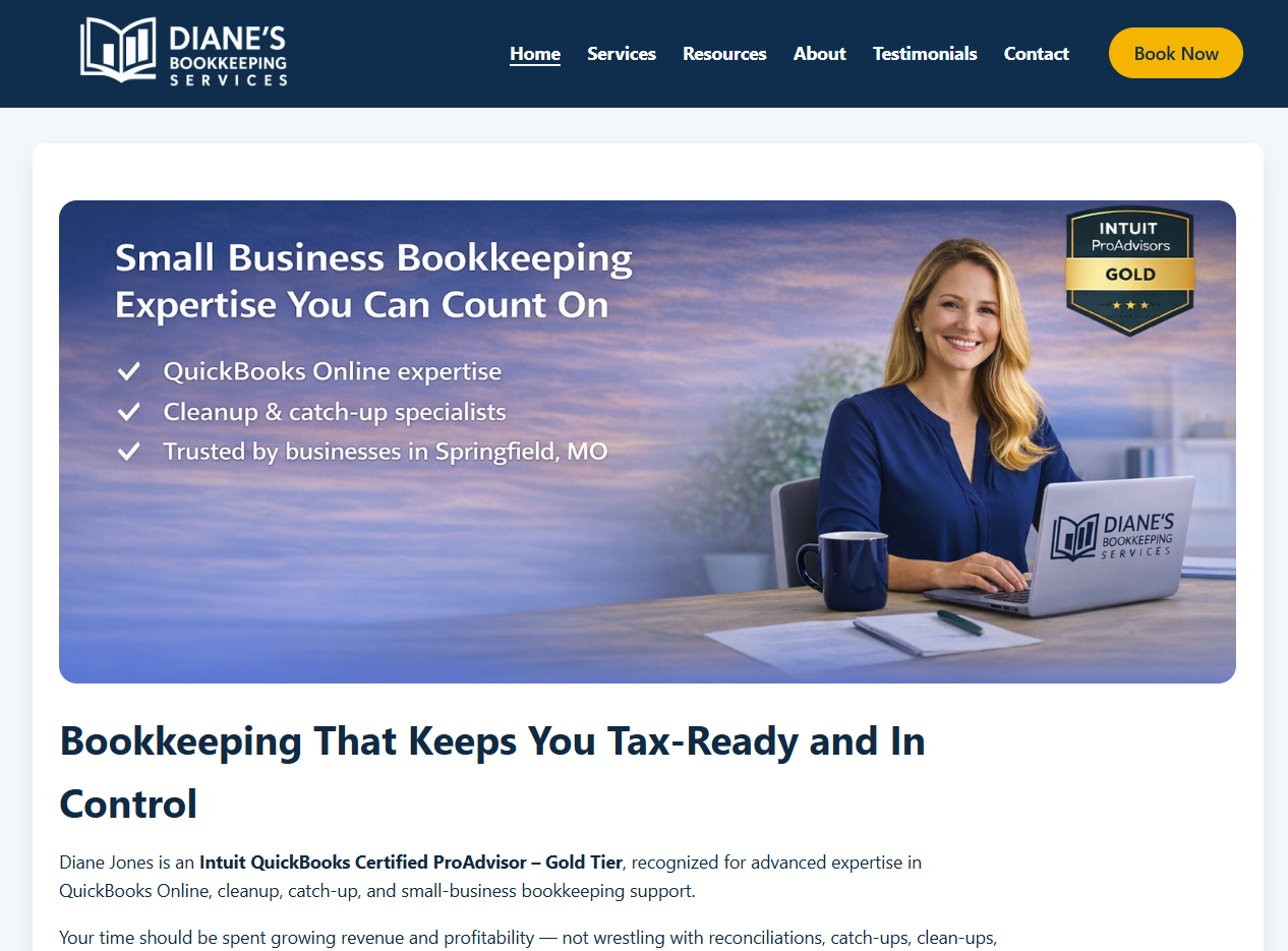 Diane's Bookkeeping website example