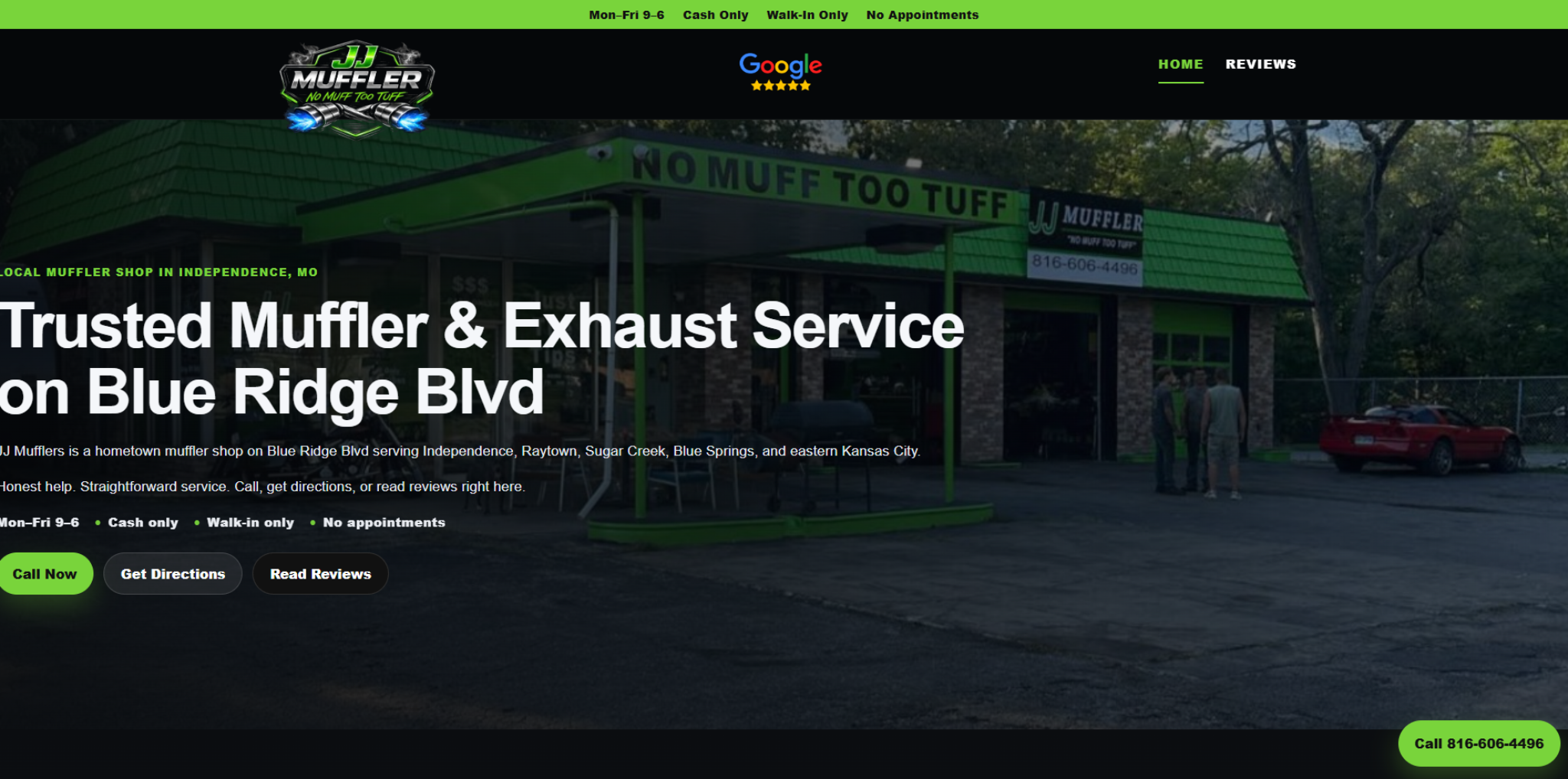 JJ Muffler website example